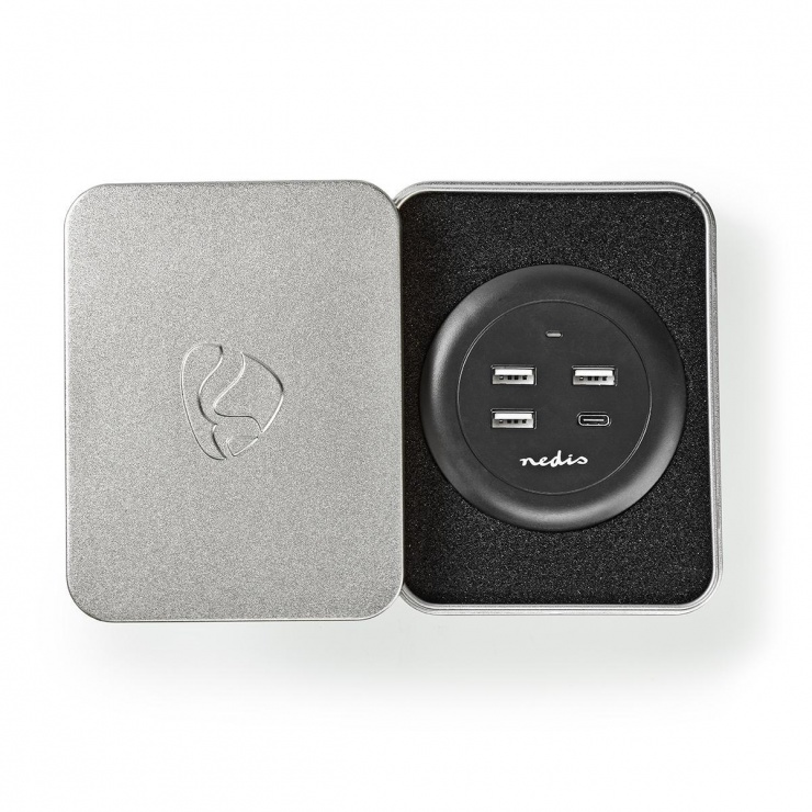 Imagine Incarcator priza 3 x USB-A 2.1A + 1 x USB-C 3A 30W, Nedis FSCSPD100BK