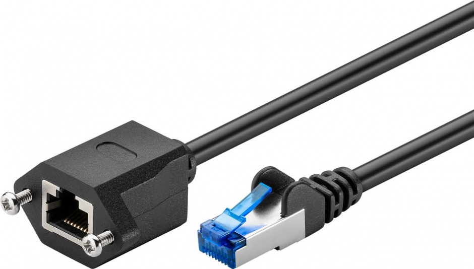 Imagine Cablu prelungitor RJ 45 CAT 6A S/FTP (PiMF) 1.5m Negru, Goobay 77576