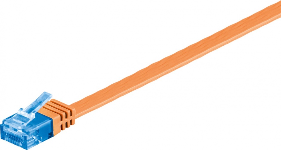 Imagine Cablu de retea RJ45 CAT 6A flat UTP 0.5m Orange, Goobay 96299