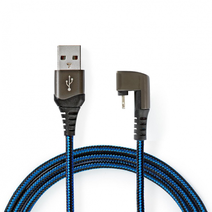 Imagine Cablu de date si incarcare USB-A la Apple Lightning MFI unghi 180 grade 1m, Nedis GCTB39300AL10