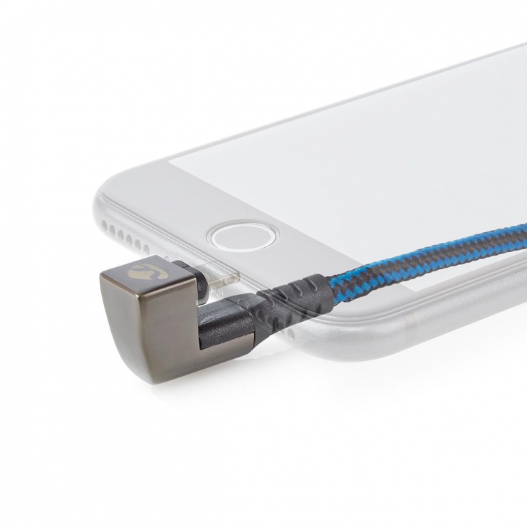 Imagine Cablu de date si incarcare USB-C la Apple Lightning MFI unghi 180 grade 1m, Nedis GCTB39650AL10