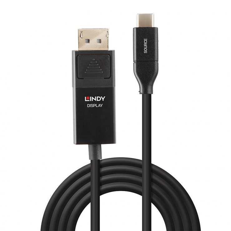 Imagine Cablu USB-C la Displayport 4K@60Hz cu HDR T-T 1m, Lindy L43301