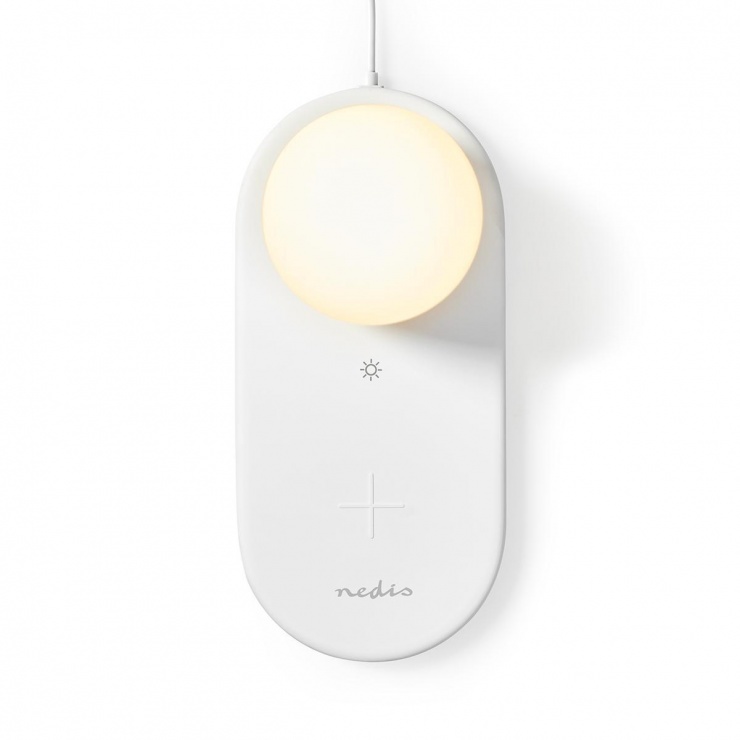 Imagine Lampa LED cu incarcator wireless Qi 10W, Nedis LTLQ10W1WT