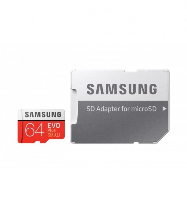 Imagine Card de memorie Samsung MicroSDXC EVO Plus 64GB clasa 10 + adaptor SD, Samsung MB-MC64HA/EU