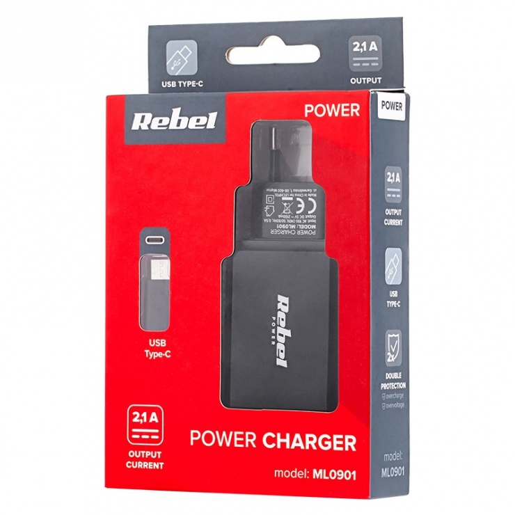 Imagine Incarcator priza cu 1 x USB type C 2.1A, ML0901-A