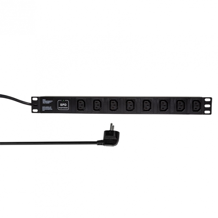 Imagine Prelungitor PDU 19" cu 8 x C13 2m, Logilink PDU8A01