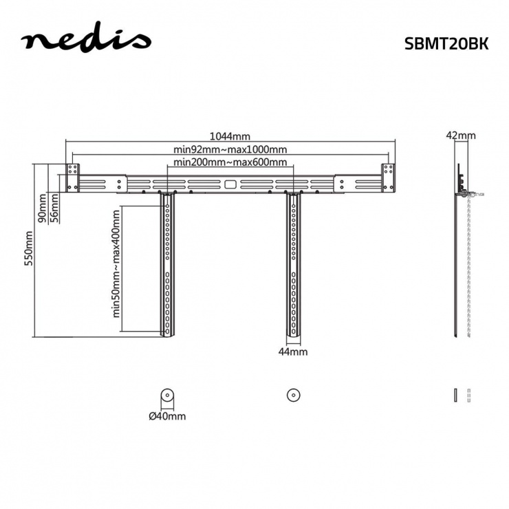 Imagine Suport soundbar cu atasare la TV Negru, Nedis SBMT20BK