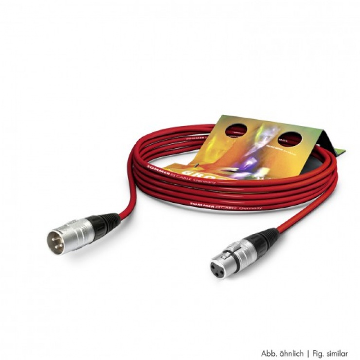 Imagine Cablu prelungitor XLR 3 pini T-M Rosu 10m, SGHN-1000-RT