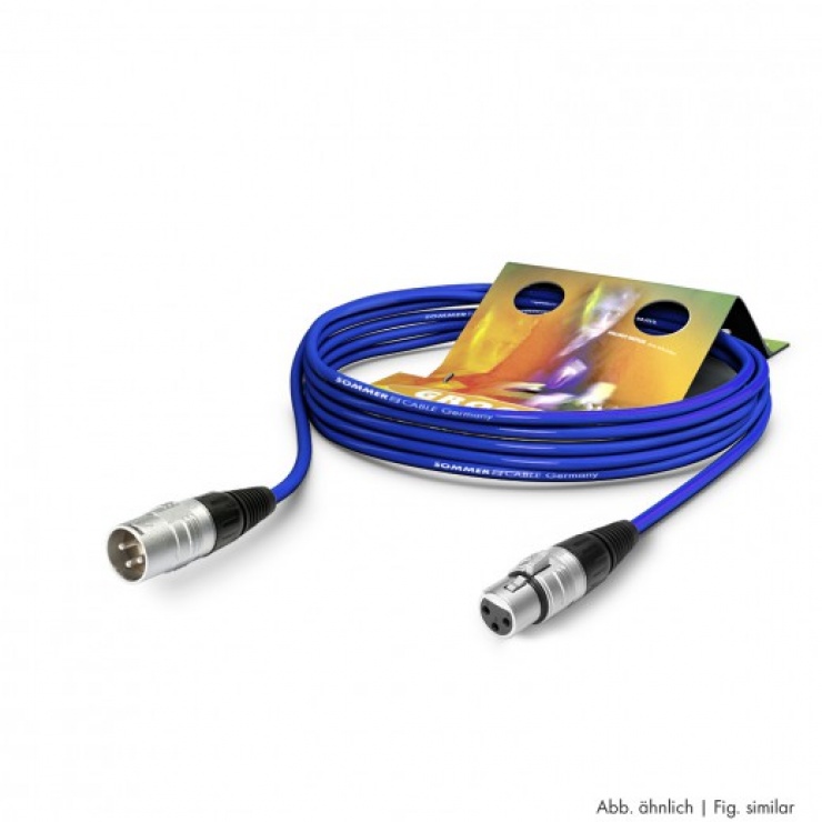 Imagine Cablu prelungitor XLR 3 pini T-M Albastru 20m, SGHN-2000-BL