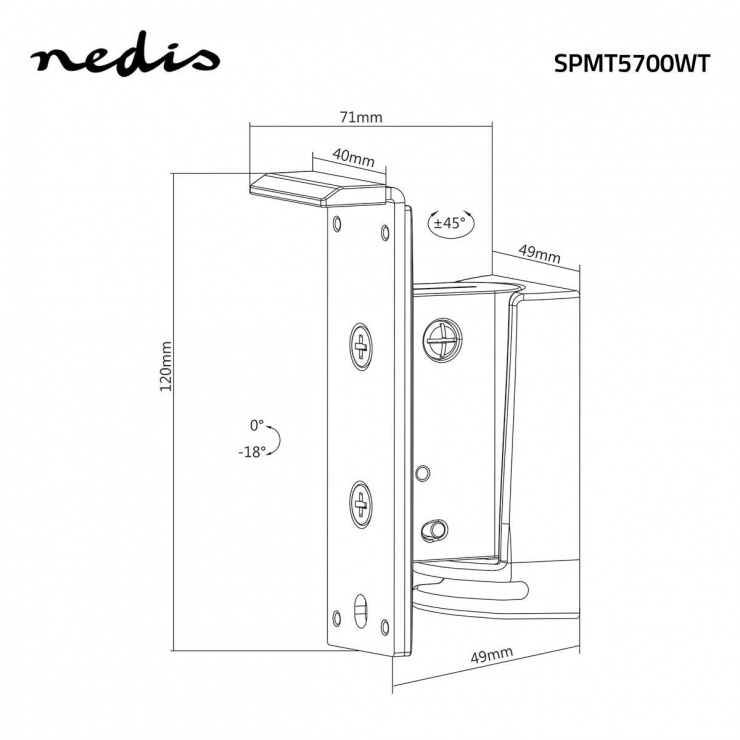 Imagine Suport perete ajustabil Sonos Play:1 Alb, Nedis SPMT5100WT
