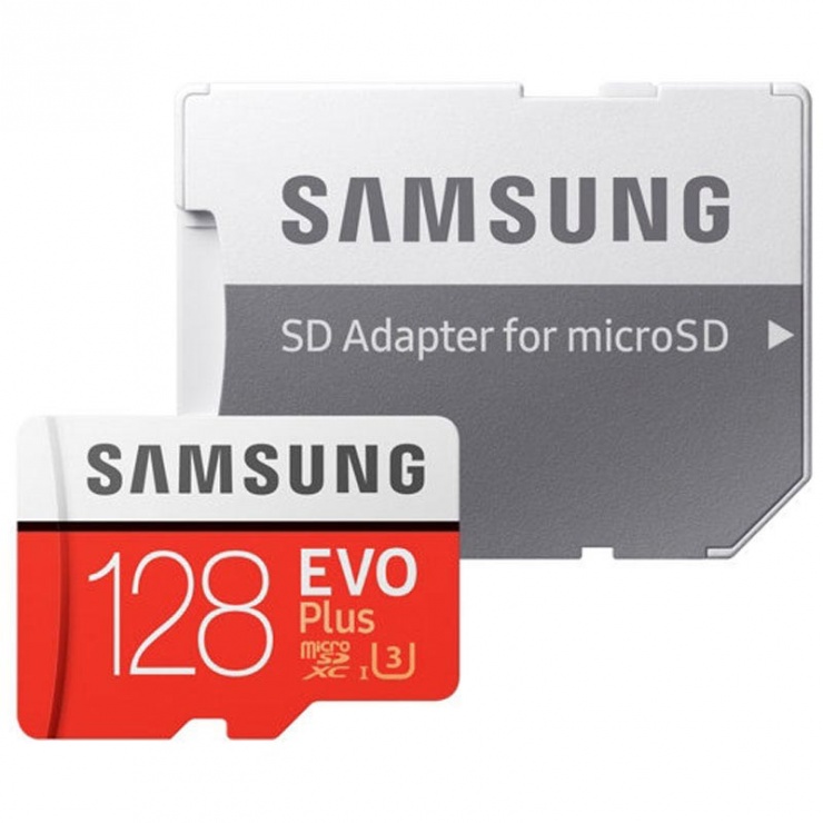 Imagine Card de memorie Samsung MicroSDXC EVO Plus 128GB clasa 10 + adaptor SD, Samsung MB-MC128HA/EU