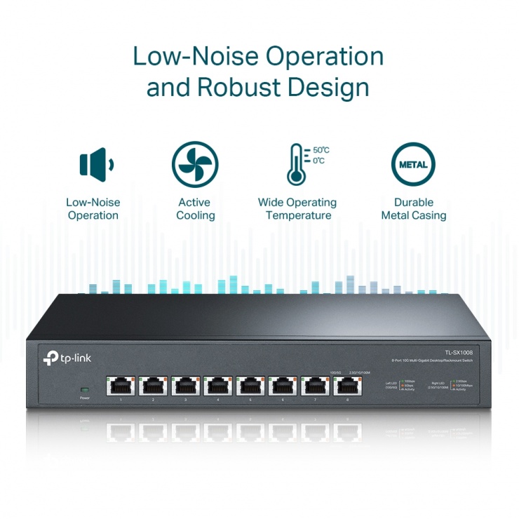 Imagine Switch DesktopRackmount 8 porturi 10Gbps, TP-LINK TL-SX1008