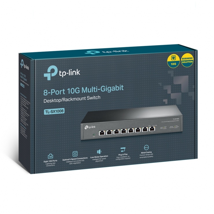 Imagine Switch DesktopRackmount 8 porturi 10Gbps, TP-LINK TL-SX1008