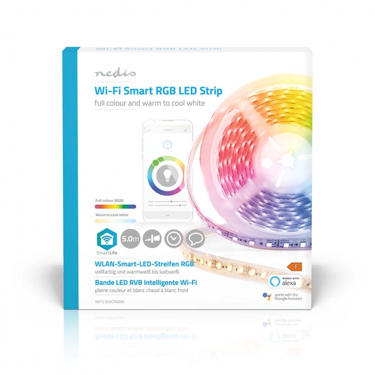 Imagine Banda LED inteligenta WI-Fi RGB 5m, Nedis WIFILS50CRGBW