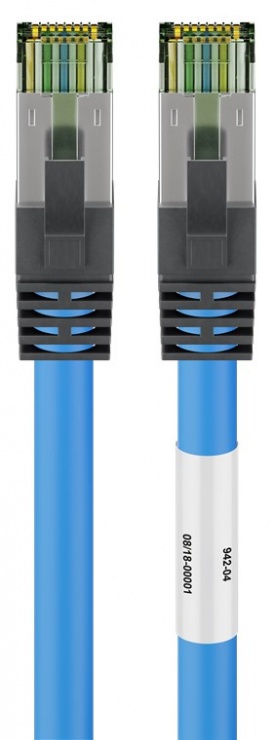 Imagine Cablu de retea CAT 8.1 S/FTP (PiMF) 5m Blue, Goobay G45662