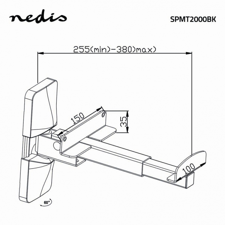 Imagine Suport universal boxe montare perete rotabil max.20 kg, Nedis SPMT2000BK