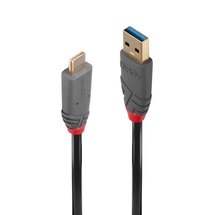 Imagine Cablu USB 3.1-A la tip C 1.5m T-T 5A PD (Power Delivery) Anthra Line, Lindy L36912