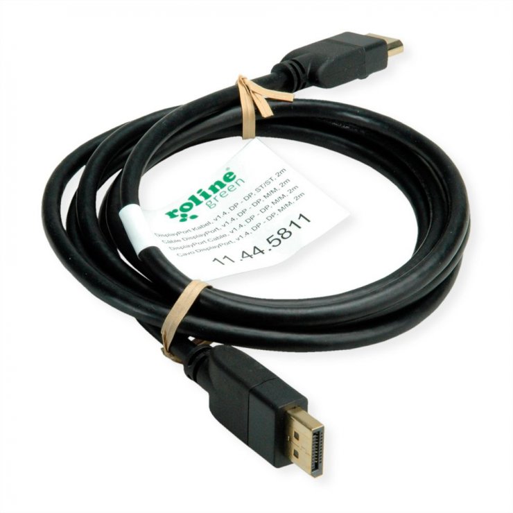 Imagine Cablu Displayport 8K60Hz HDR T-T 2m Negru, Roline Green 11.44.5811