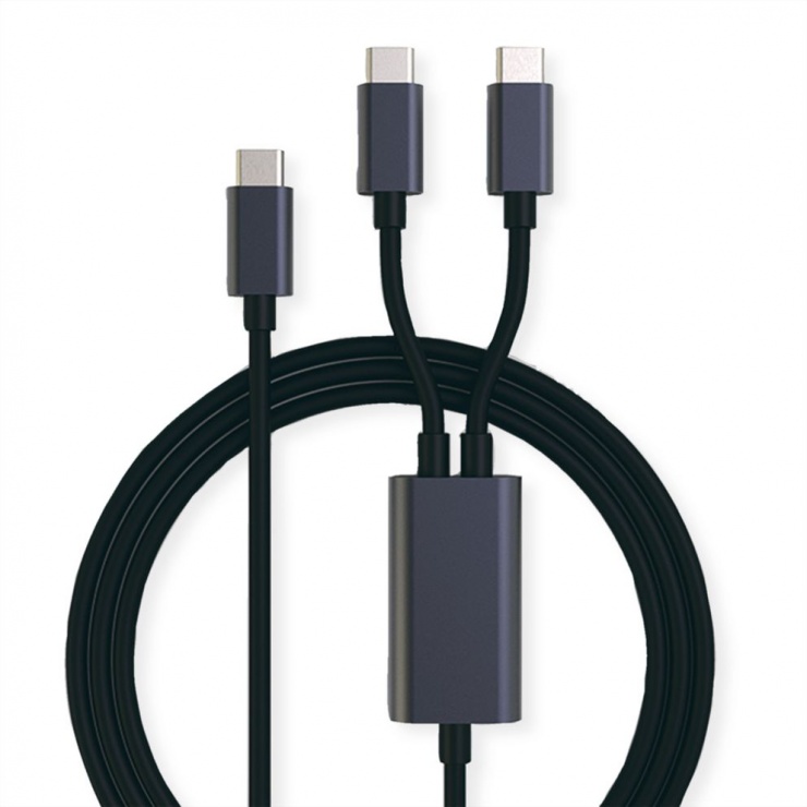 Imagine Cablu splitter de incarcare USB type C la 2 x USB type C 100W T-T 1.8m, Roline 11.02.8308