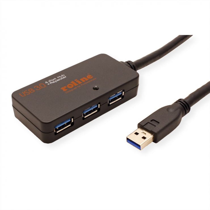 Imagine Cablu prelungitor activ USB 3.2 Gen1-A la 4 x USB-A T-M 10m, Roline 12.04.1098