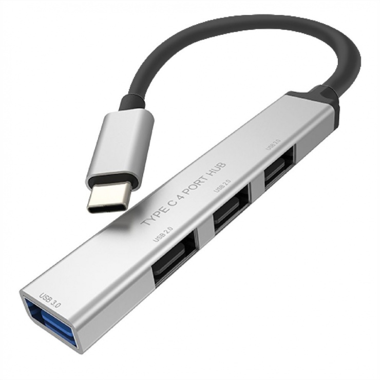 Imagine HUB USB type C la 4 x USB-A, Roline 14.02.5053