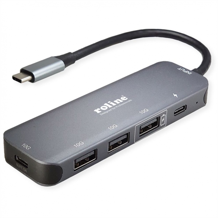 Imagine HUB USB 3.2 Gen2 type C la 3 x USB-A + 1 x USB type C + USB-C PD 100W, Roline 14.02.5048