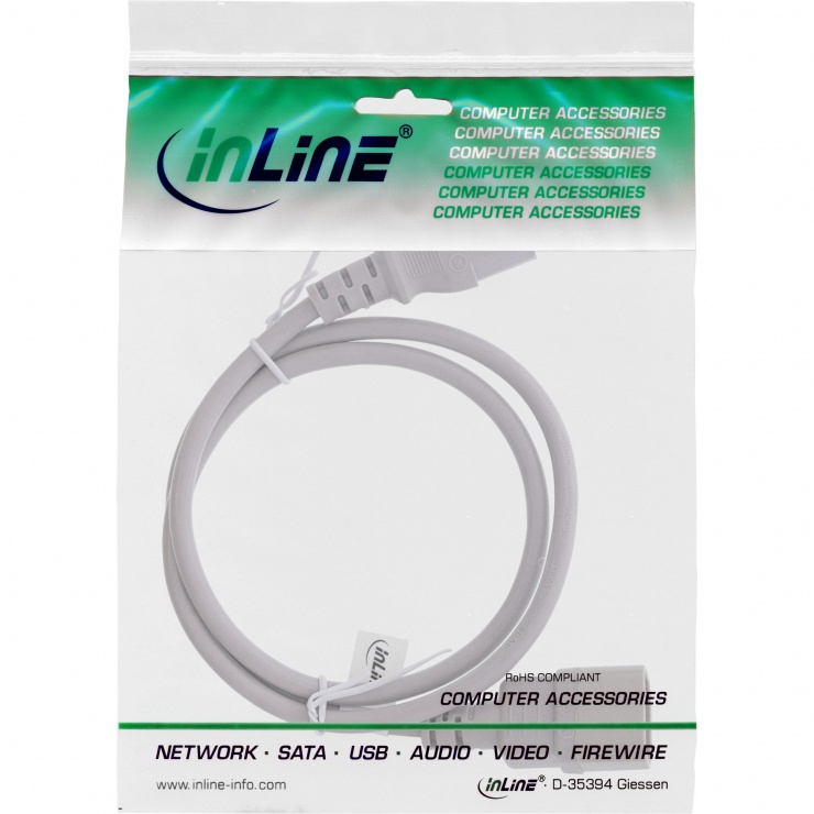Imagine Cablu prelungitor alimentare C13 la C14 0.5m Gri, Inline IL16505A
