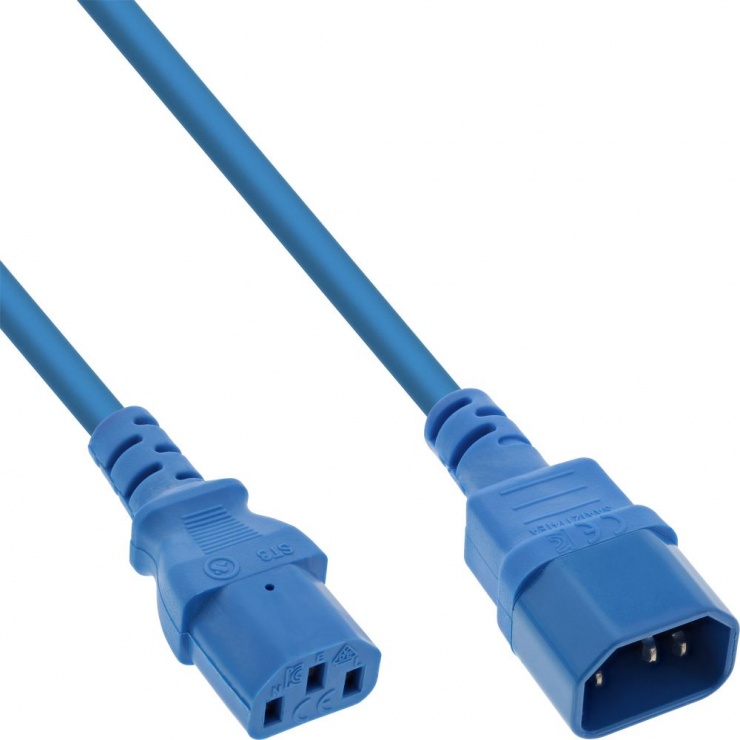 Imagine Cablu prelungitor alimentare C13 la C14 0.3m Albastru, Inline IL16503B