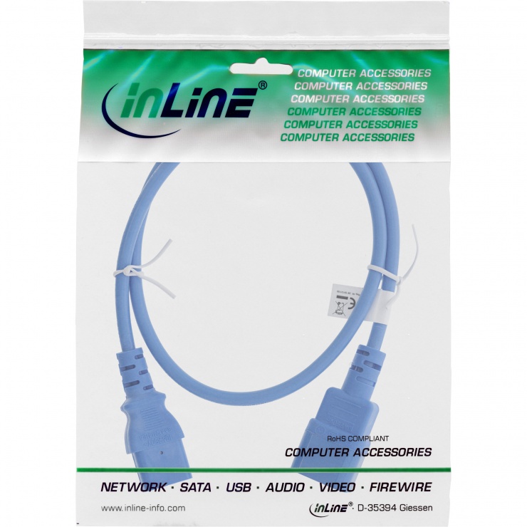 Imagine Cablu prelungitor alimentare C13 la C14 1.5m Albastru, Inline IL16504B