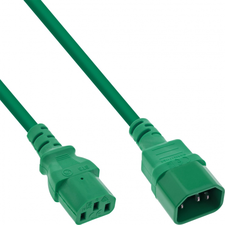 Imagine Cablu prelungitor alimentare C13 la C14 0.75m Verde, Inline IL16507G