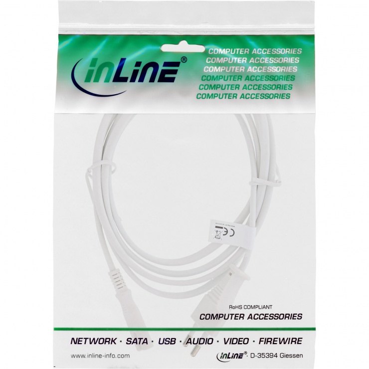 Imagine Cablu de alimentare Euro la IEC C7 0.3m Alb, InLine IL16603W