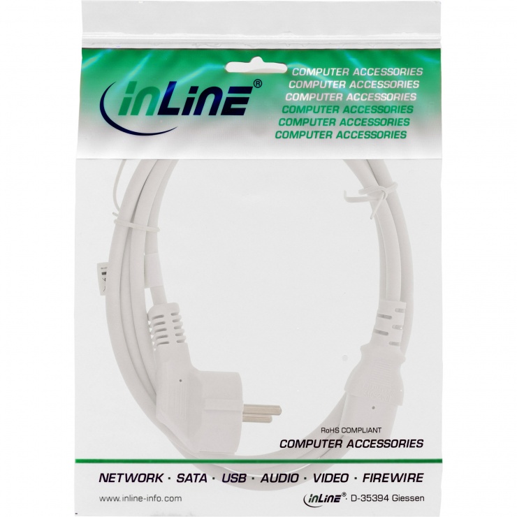Imagine Cablu de alimentare Schuko la C13 0.3m Alb, InLine IL16647W
