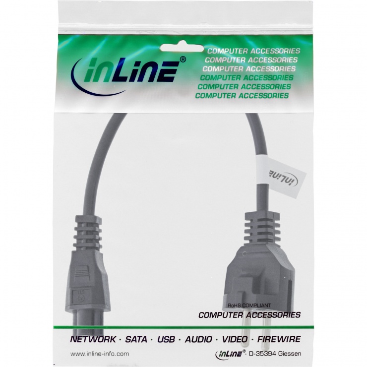 Imagine Cablu de alimentare notebook Schuko la IEC C5 0.3m Negru, InLine IL16656T