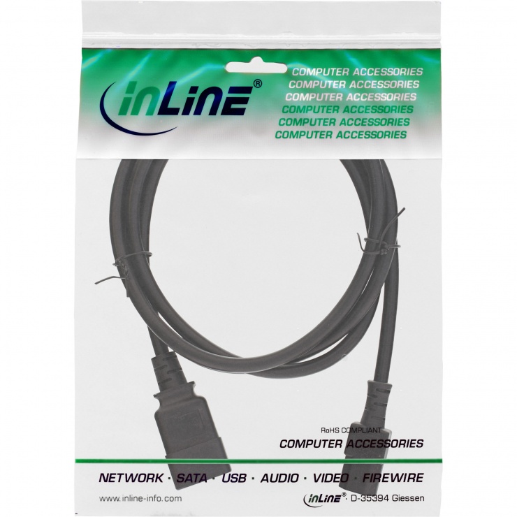 Imagine Cablu prelungitor alimentare C13 la C20 0.5m Negru, Inline IL16659Bc