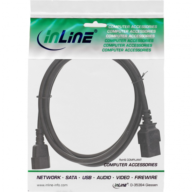 Imagine Cablu prelungitor alimentare C14 la C19 3m Negru, Inline IL16659H