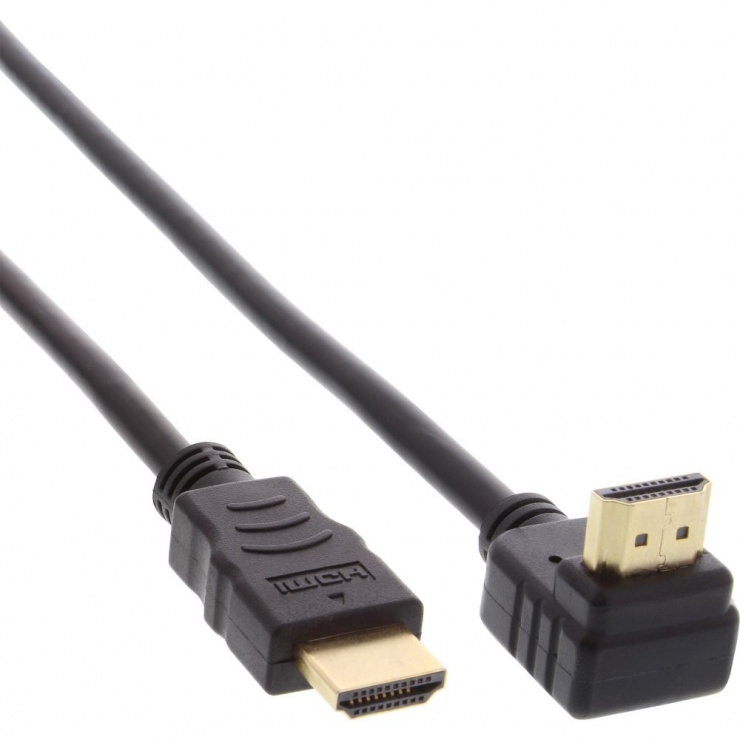 Imagine Cablu HDMI 4K2K T-T unghi 90 grade 0.3m Negru, InLine 17033V