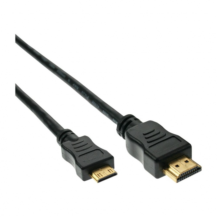 Imagine Cablu mini HDMI-C la HDMI T-T 0.3m Negru, InLine 17456P