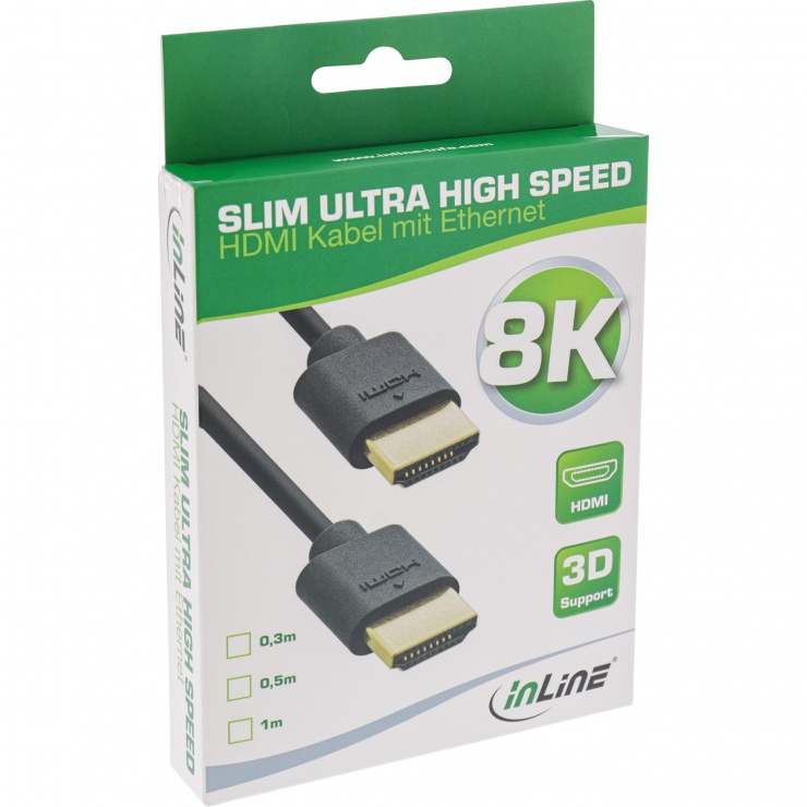 Imagine Cablu Slim Ultra High Speed HDMI 10K100Hz/8K120Hz T-T 1m, InLine IL17901S