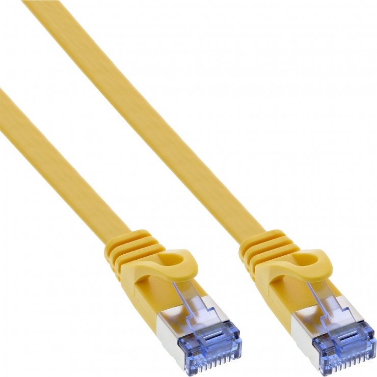Imagine Cablu de retea RJ45 flat FTP Cat.6A 10m Galben, InLine IL71800Y