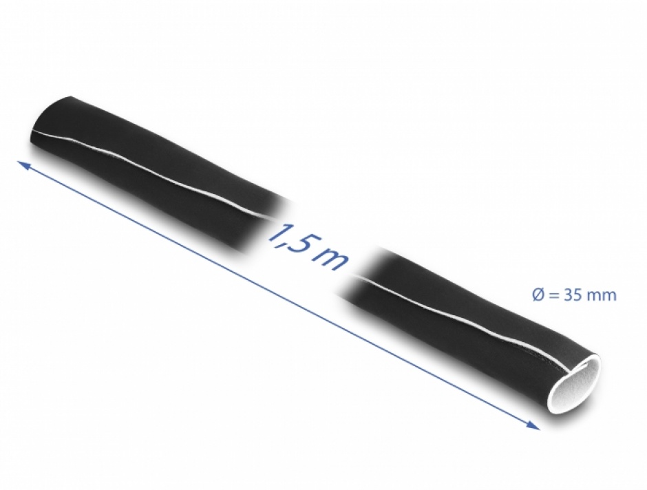 Imagine Organizator cabluri neopren flexibil cu arici 1.5m x 135mm Negru/Alb, Delock 20864