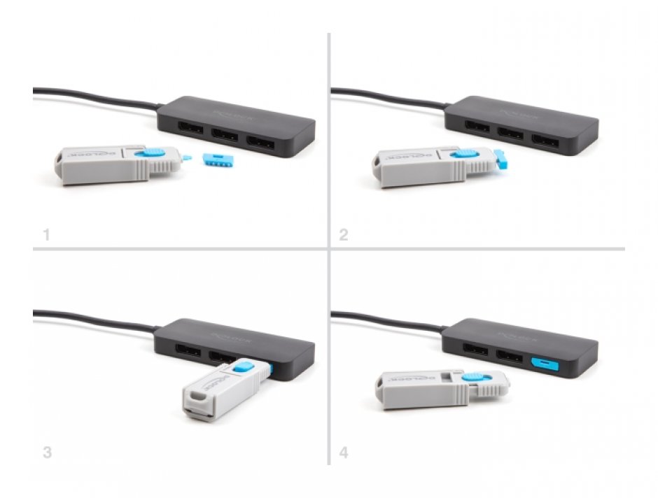 Imagine Port blocker Displayport 4 buc +cheie, Delock 20927