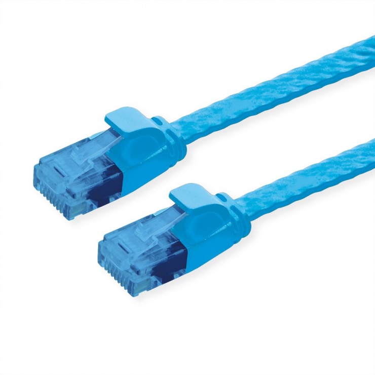 Imagine Cablu de retea RJ45 extra flat UTP cat.6A 1m Albastru, Value 21.99.2051
