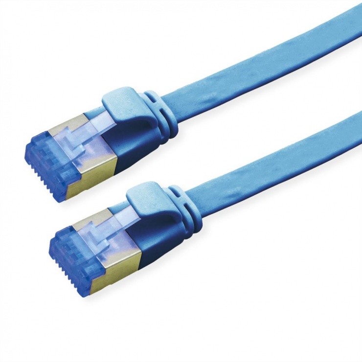 Imagine Cablu de retea RJ45 extra flat FTP cat.6A 5m Albastru, Value 21.99.2155