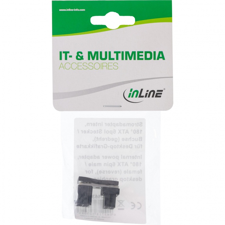 Imagine Adaptor de alimentare placa video PCI Express 6 pini T-M unghi 180 grade, InLine 26636F