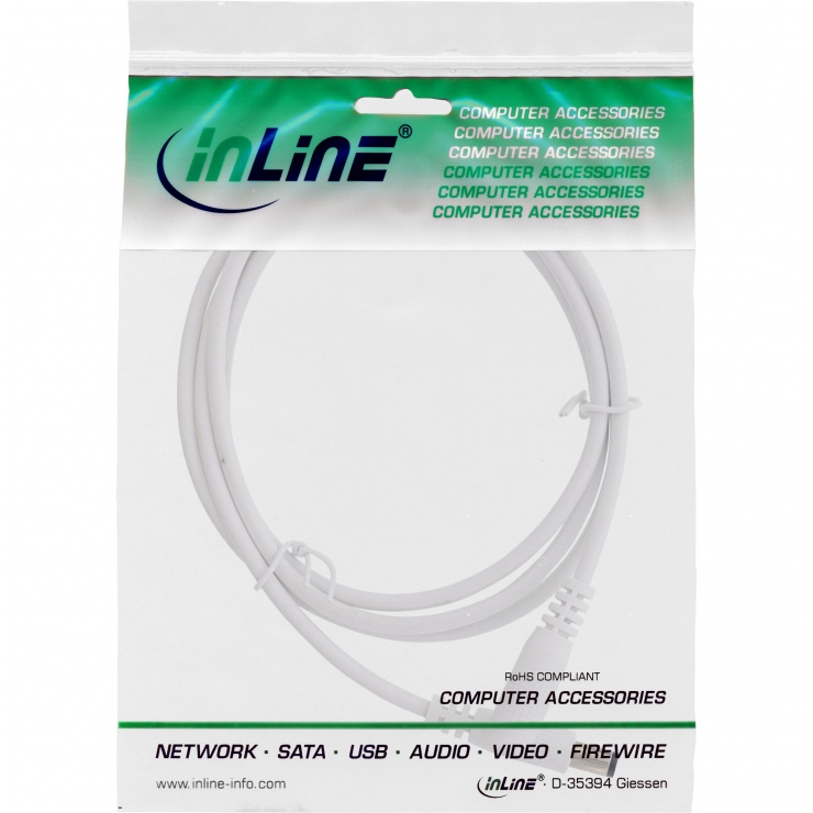 Imagine Cablu prelungitor de alimentare DC 5.5x2.1mm T-M 5m Alb, InLine IL26805E