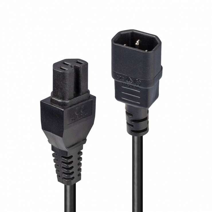 Imagine Cablu alimentare IEC C14 la IEC C15 'Hot Condition' 2m, Lindy L30314