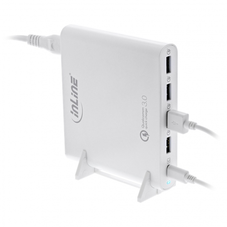 Imagine Incarcator universal Quick Charge 3.0 4 x USB-A + 1 x USB type C 80W Alb, InLine IL31510W