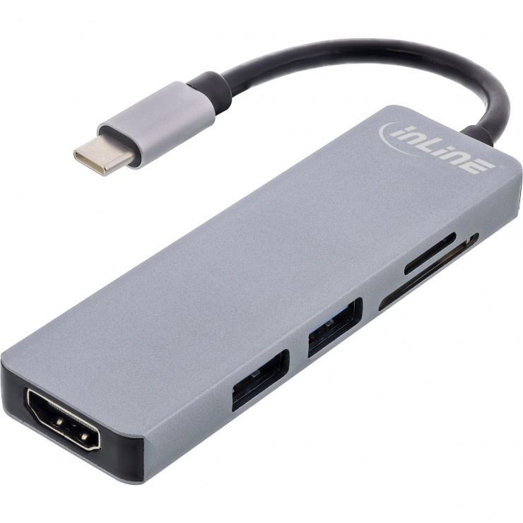 Imagine Docking station USB 3.2-C la HDMI 4K30Hz/2 x USB-A + card reader, InLine IL33271I