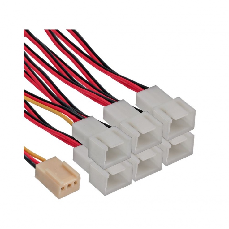 Imagine Cablu de alimentare Ventilator 3 pini la 6 x 3 pini M-T, InLine 33436