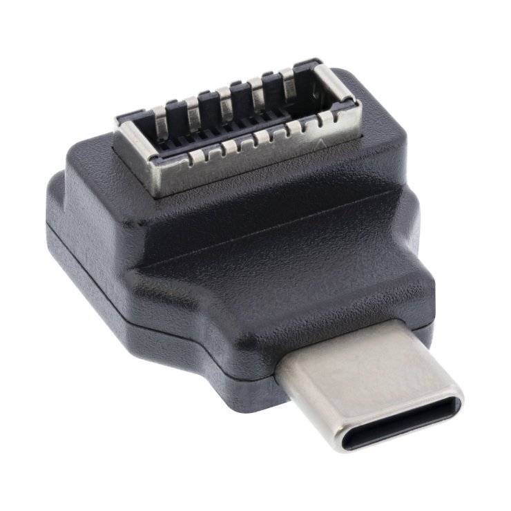 Imagine Adaptor USB type C la USB 3.2 pin header unghi 90 grade T-M, InLine IL33446L
